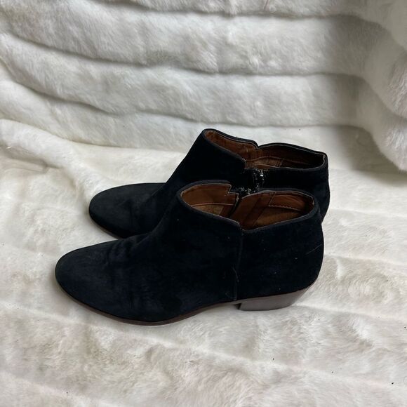 Sam Edelman black Leather suede ankle boots side zipper pointed toe size 9.5 - Picture 9 of 12